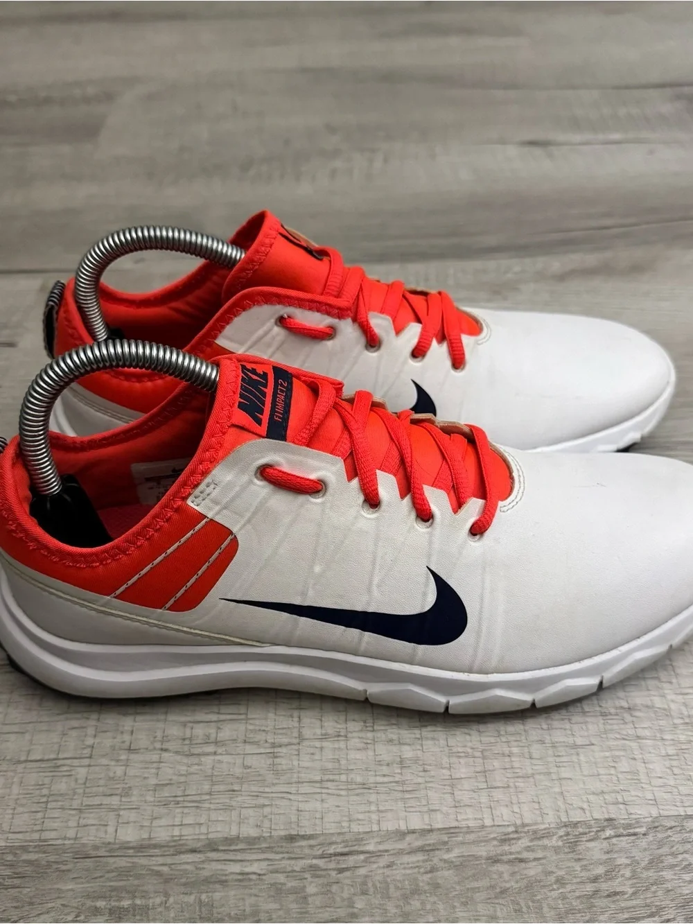 Nike FI Impact 2 Women's Golf Shoes 776093-102 Size 9 White Orange/Red Leather - Picture 5 of 13